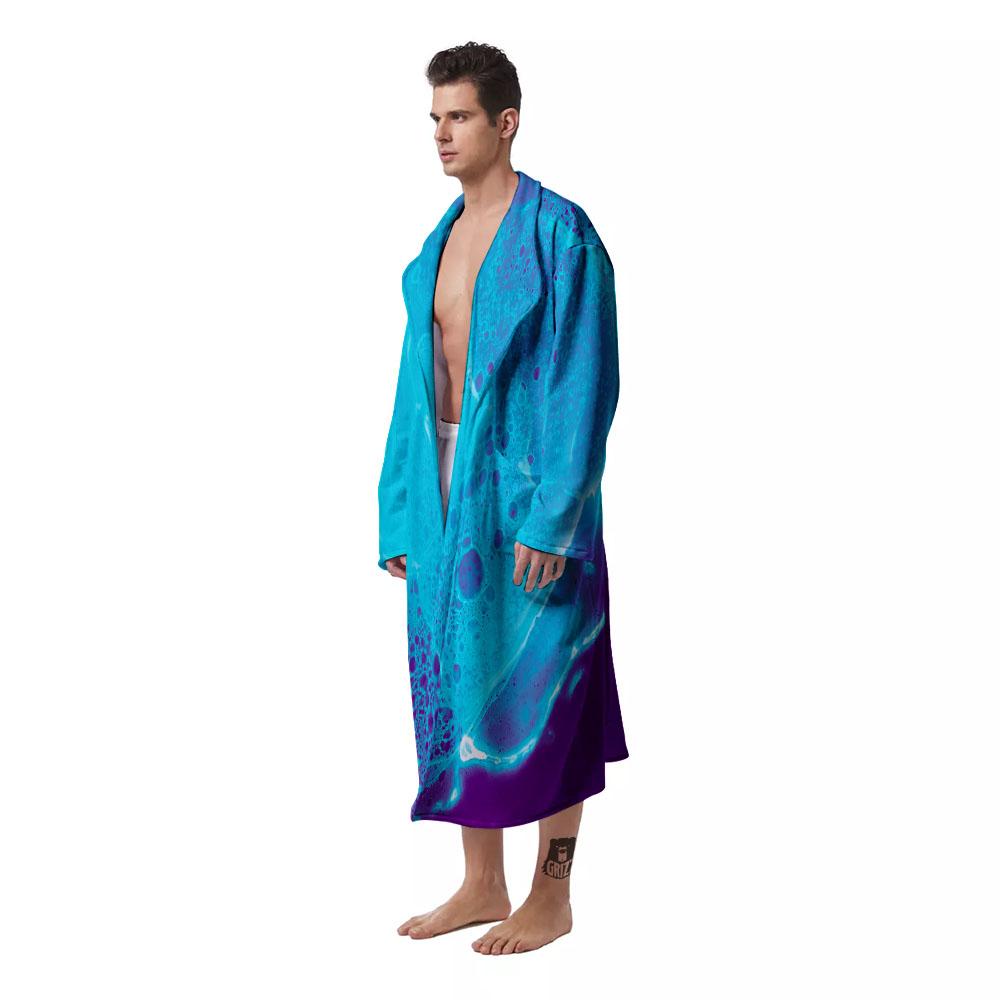 Melt Acid Turquoise Print Men's Robe-grizzshop