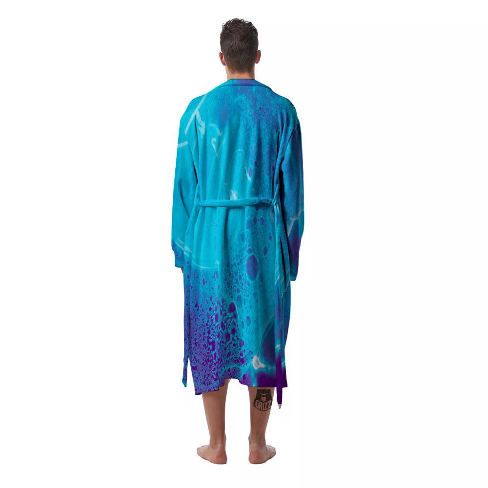 Melt Acid Turquoise Print Men's Robe-grizzshop