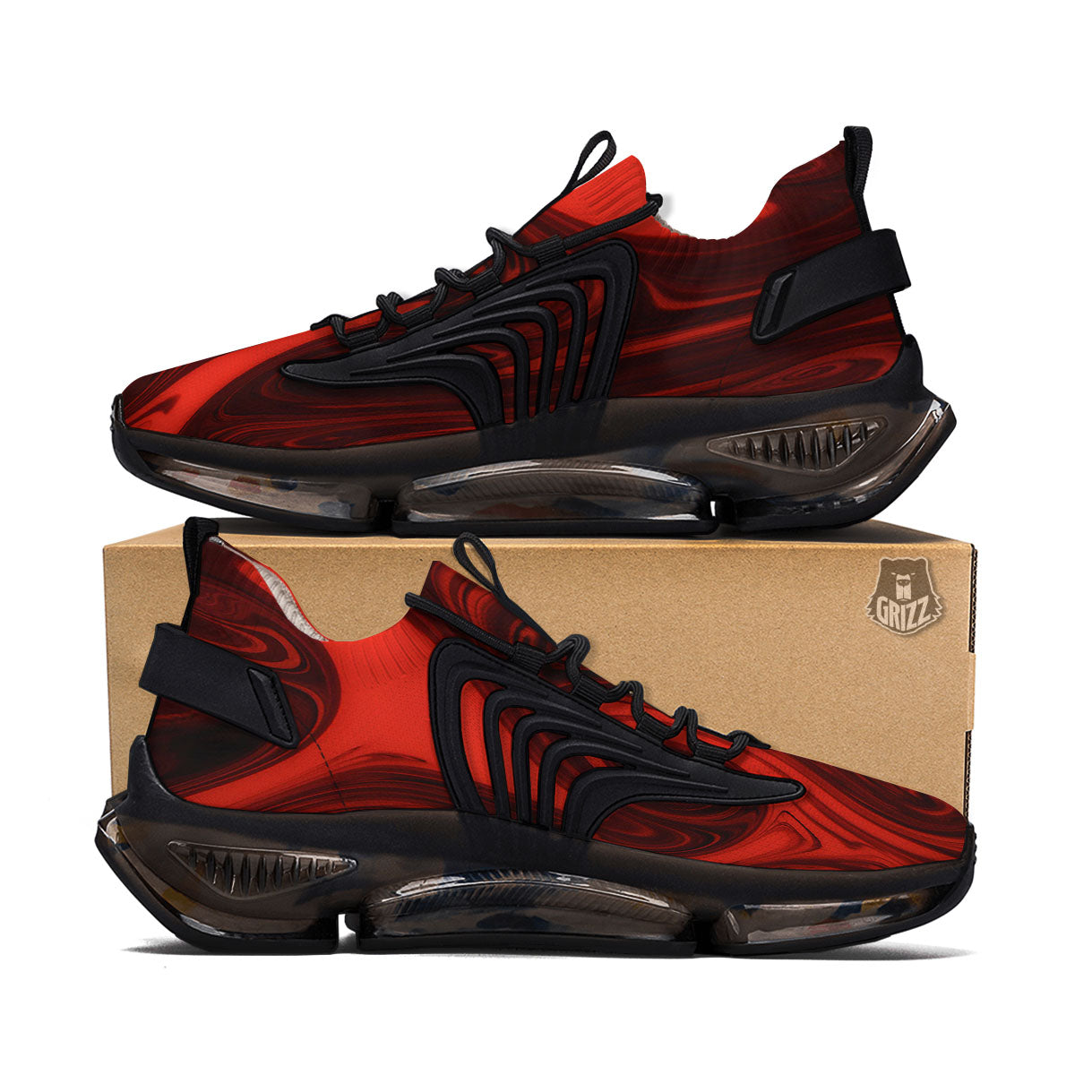 Melt Red Acid Print Black Gym Shoes-grizzshop
