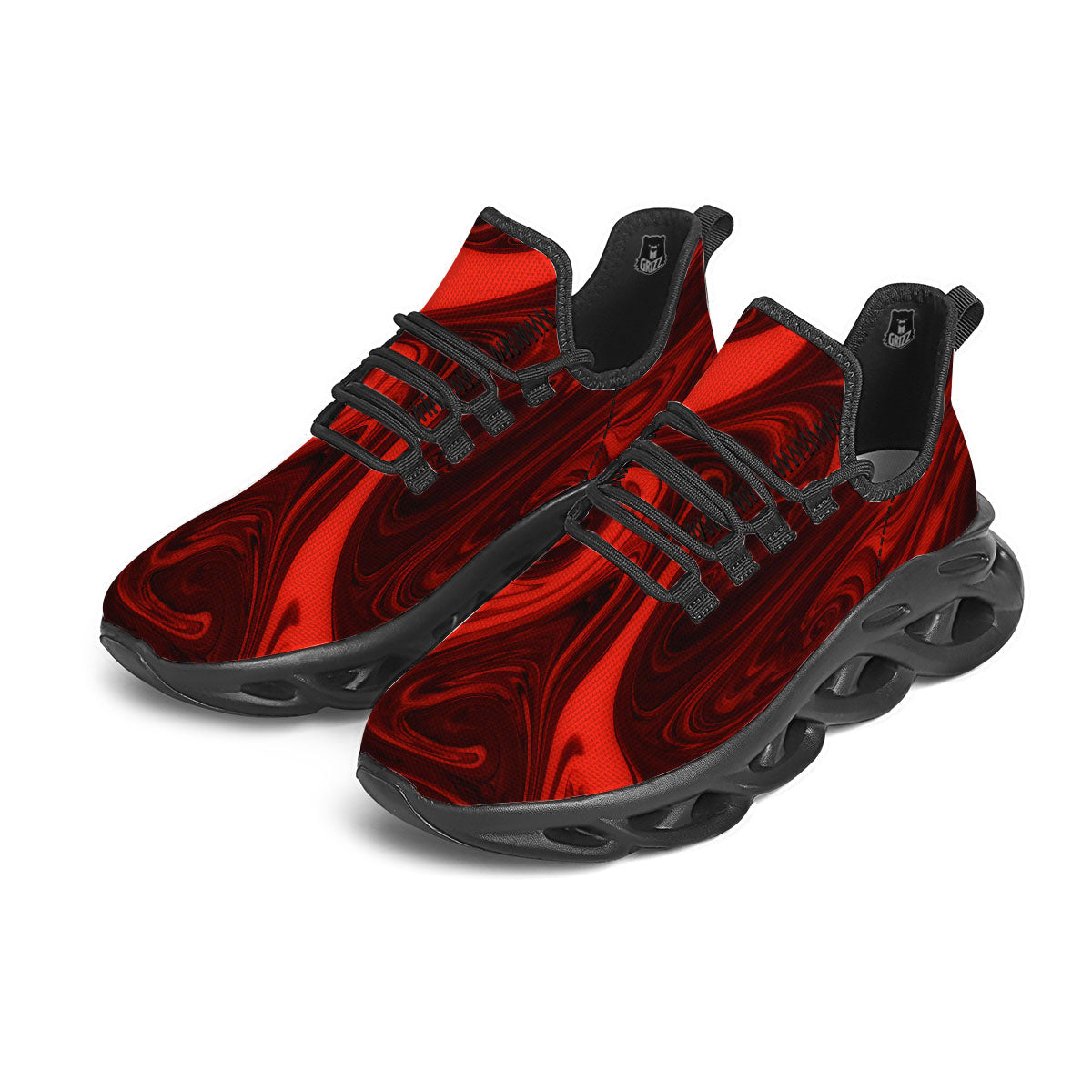 Melt Red Acid Print Black Running Shoes-grizzshop