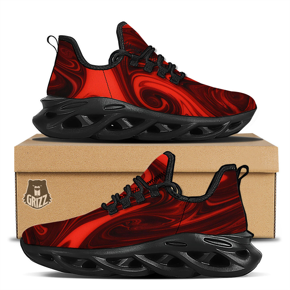 Melt Red Acid Print Black Running Shoes-grizzshop