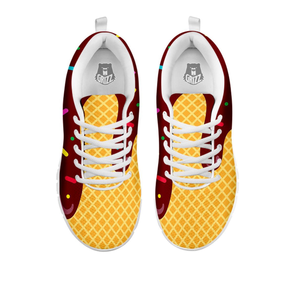 Melted Ice Cream Print Pattern White Sneaker-grizzshop