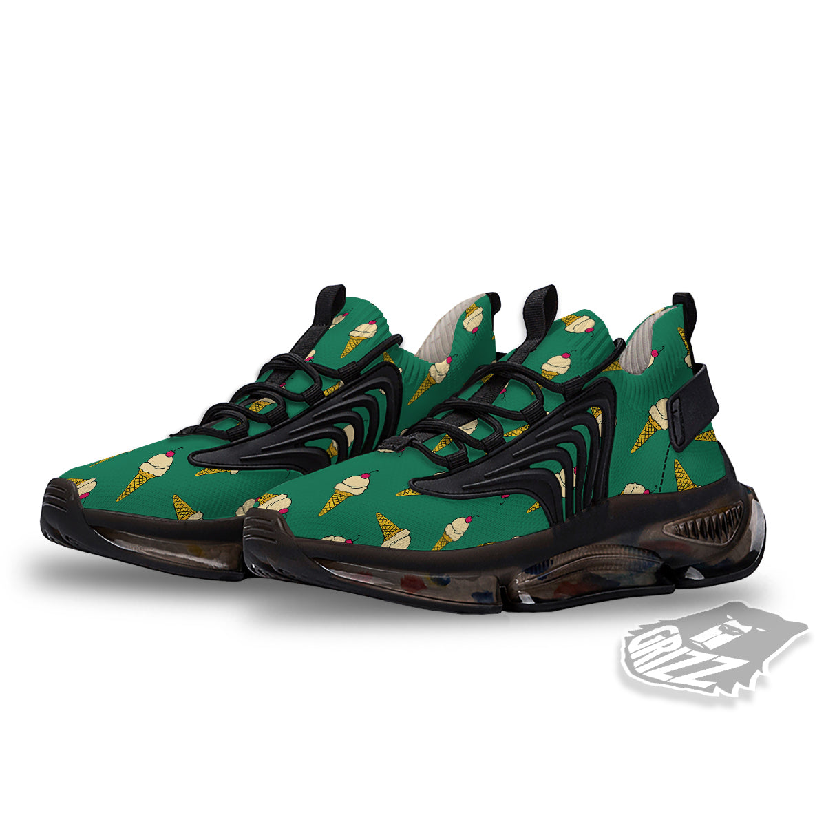Melted Vanilla Ice Cream Print Pattern Black Gym Shoes-grizzshop