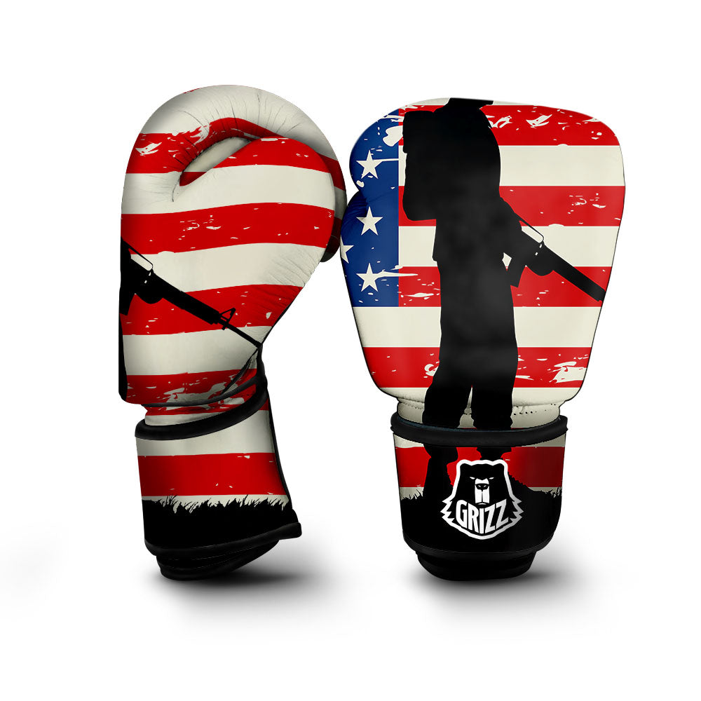 Memorial War American Flag Print Boxing Gloves-grizzshop