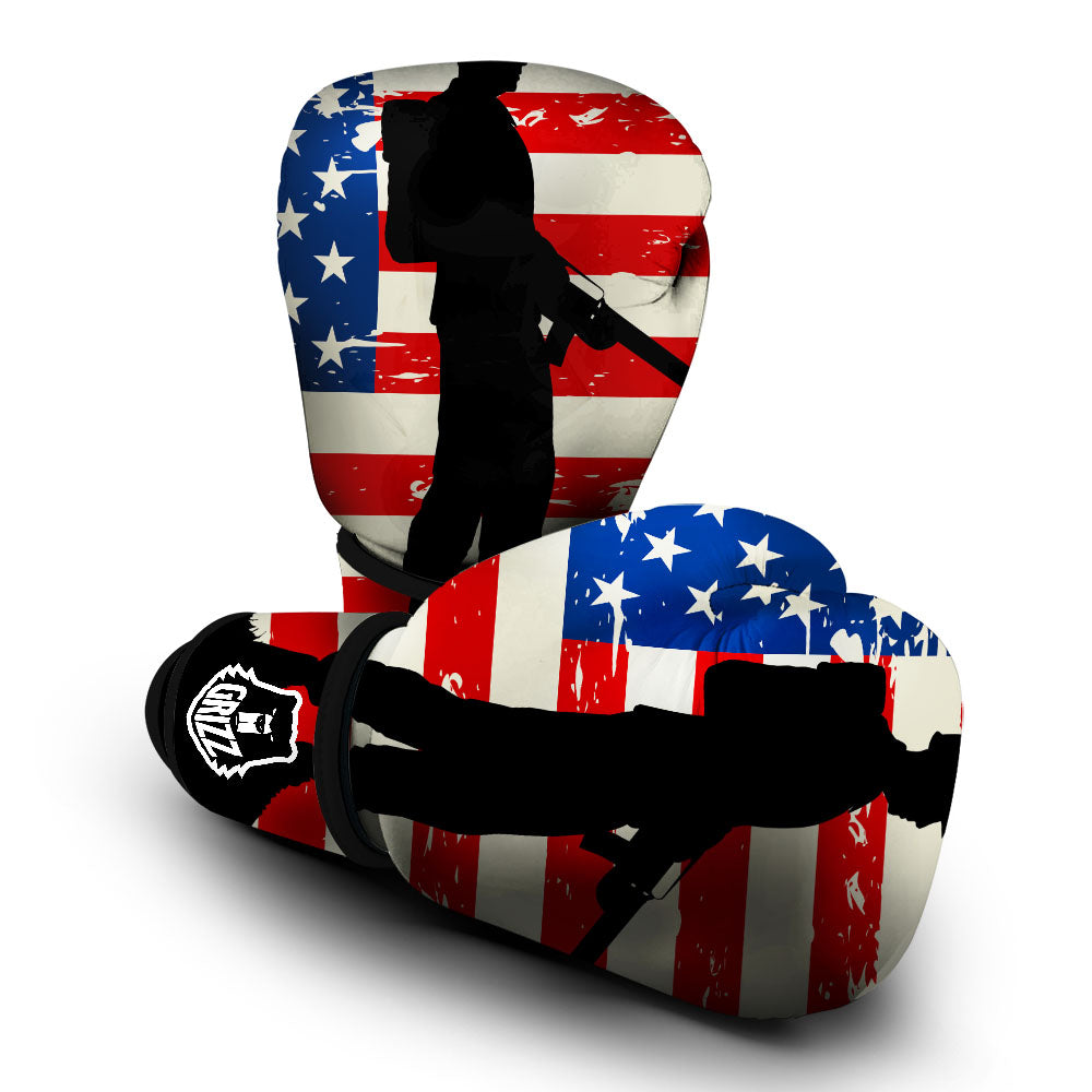 Memorial War American Flag Print Boxing Gloves-grizzshop