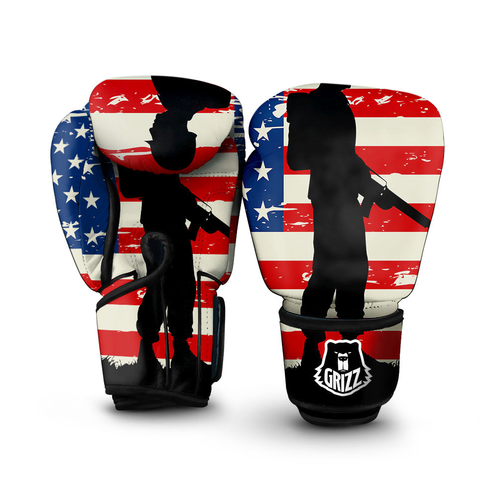 Memorial War American Flag Print Boxing Gloves-grizzshop