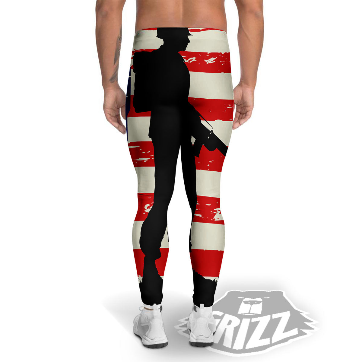 Memorial War American Flag Print Men's Leggings-grizzshop