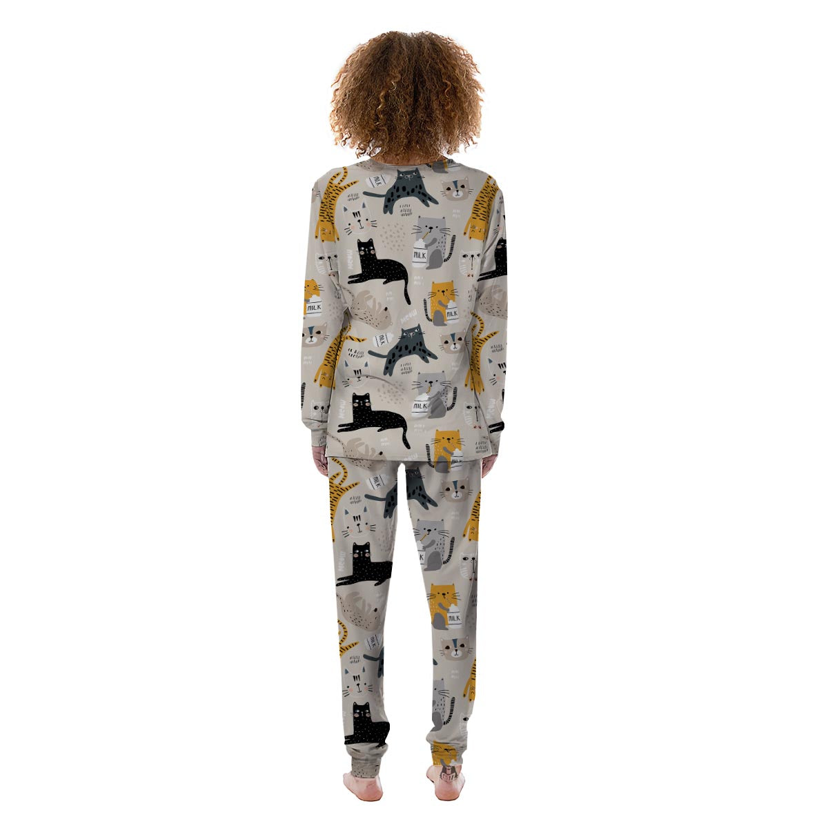Meow Cat Print Women's Pajamas-grizzshop