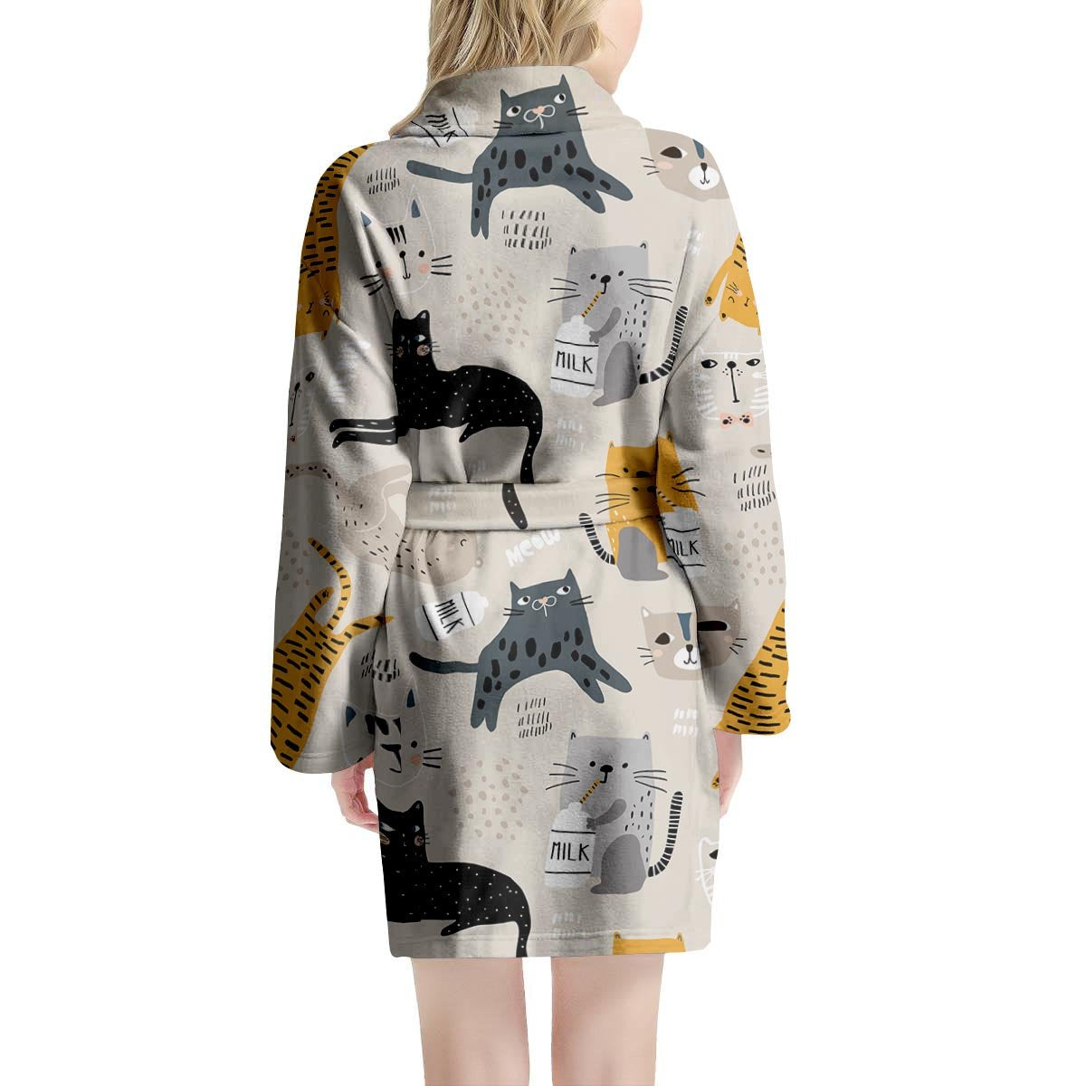 Meow Cat Print Women's Robe-grizzshop