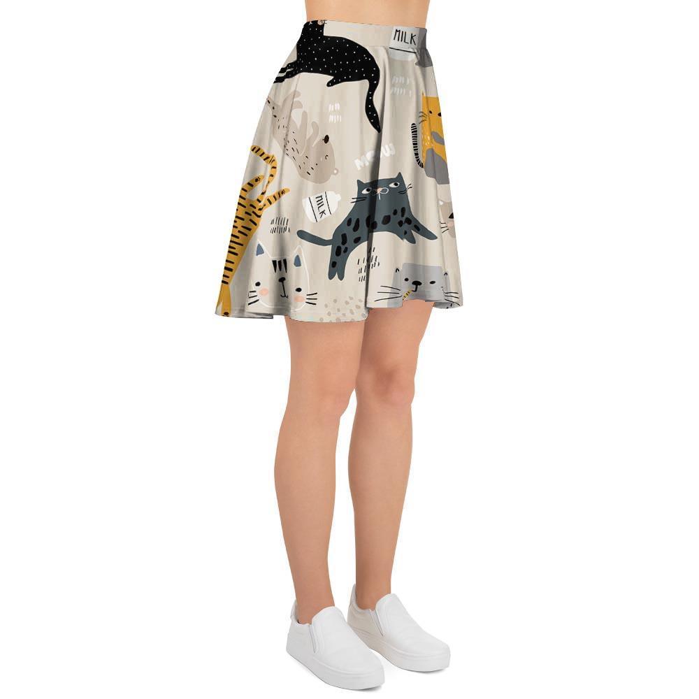 Meow Cat Print Women's Skirt-grizzshop