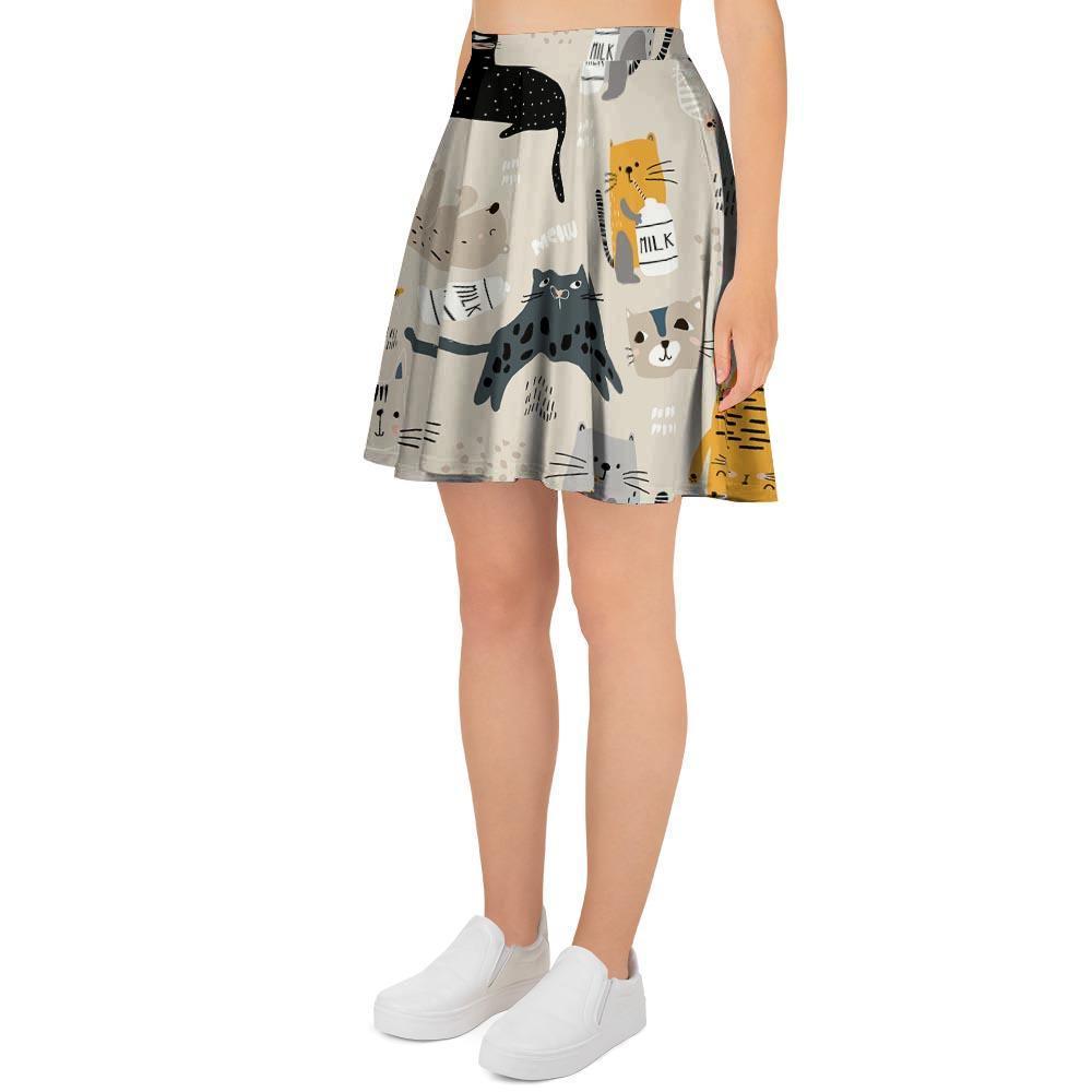 Meow Cat Print Women's Skirt-grizzshop