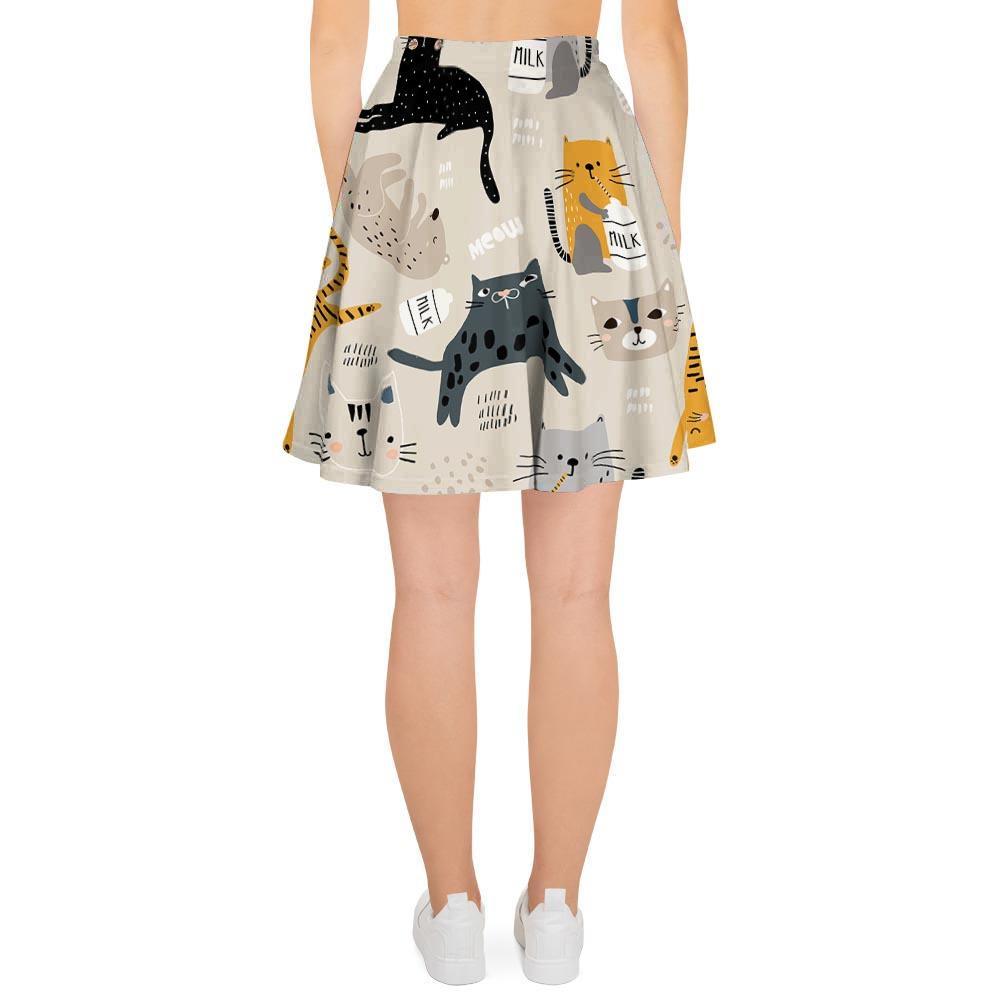 Meow Cat Print Women's Skirt-grizzshop