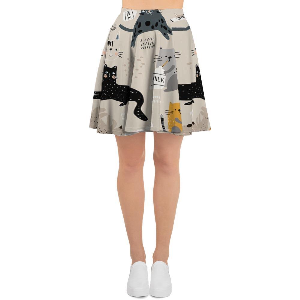 Meow Cat Print Women's Skirt-grizzshop