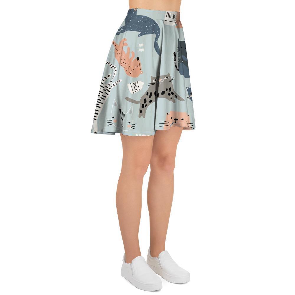 Meow Meow Cat Print Women's Skirt-grizzshop