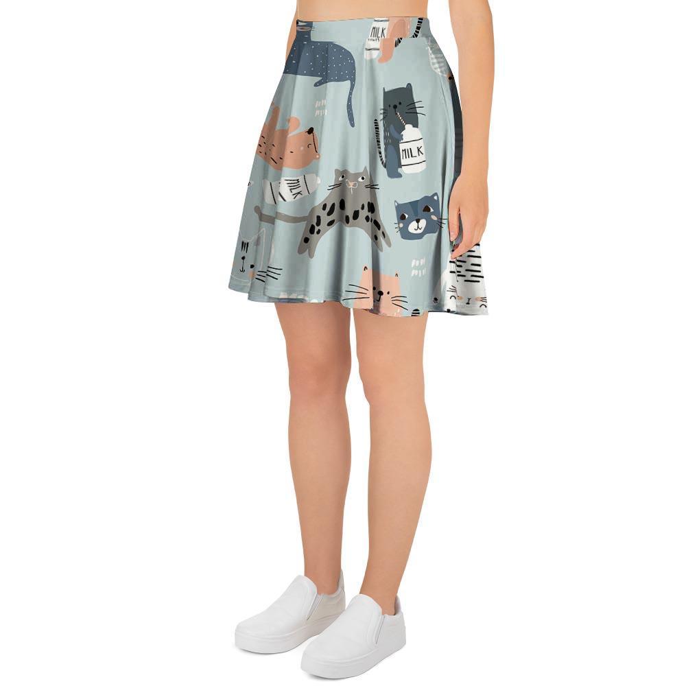 Meow Meow Cat Print Women's Skirt-grizzshop
