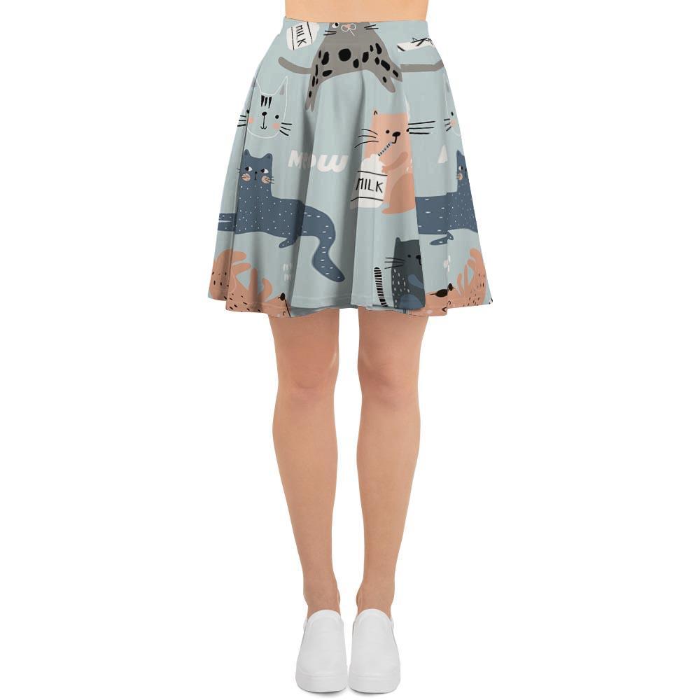 Meow Meow Cat Print Women's Skirt-grizzshop