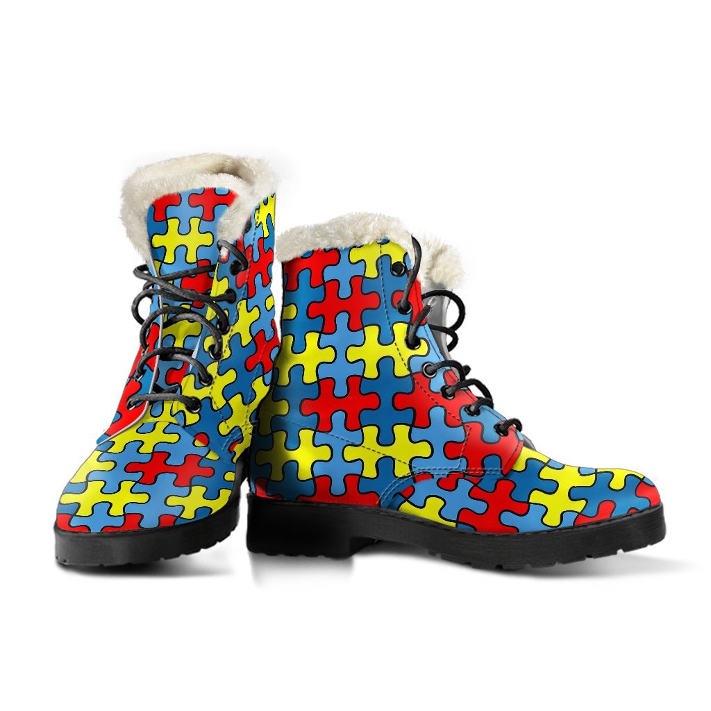 Merchandise Autism Awareness Pattern Print Comfy Winter Boots-grizzshop