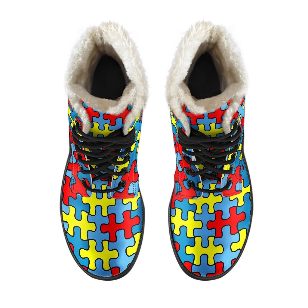 Merchandise Autism Awareness Pattern Print Comfy Winter Boots-grizzshop