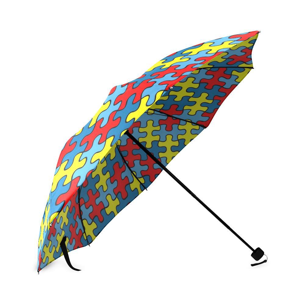 Merchandise Autism Awareness Pattern Print Foldable Umbrella-grizzshop