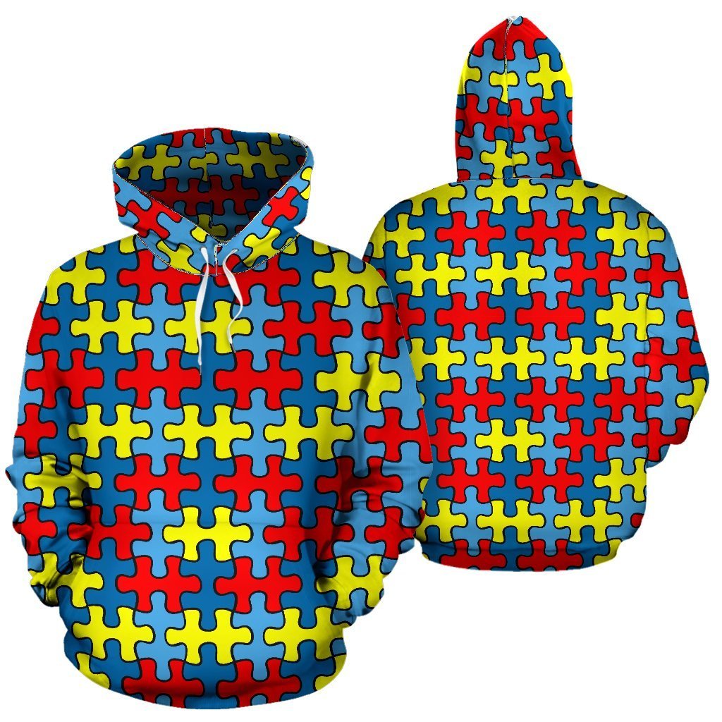Merchandise Autism Awareness Pattern Print Women Men Pullover Hoodie-grizzshop