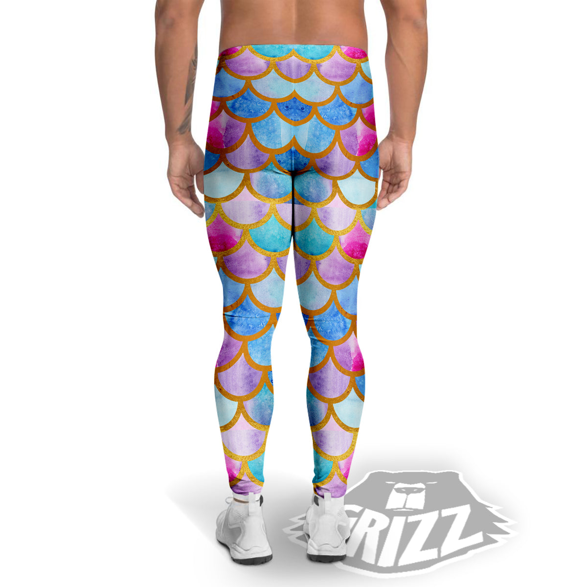 Mermaid Colorful Print Pattern Men's Leggings-grizzshop