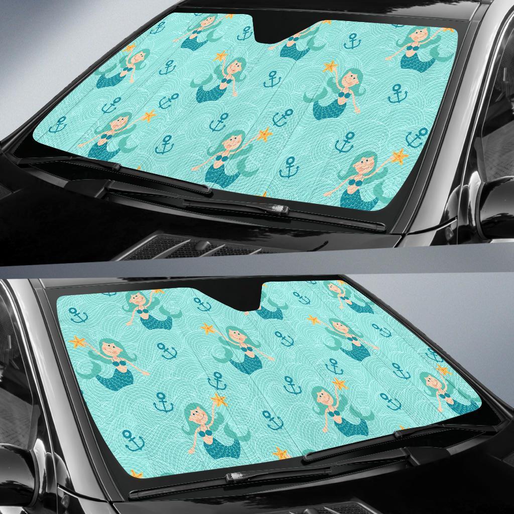 Mermaid Pastel Pattern Print Car Sun Shade-grizzshop