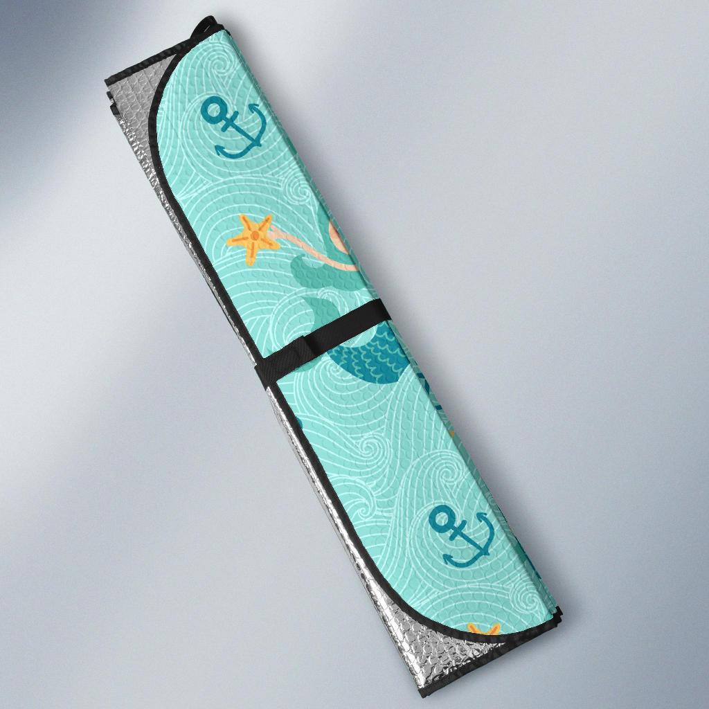Mermaid Pastel Pattern Print Car Sun Shade-grizzshop