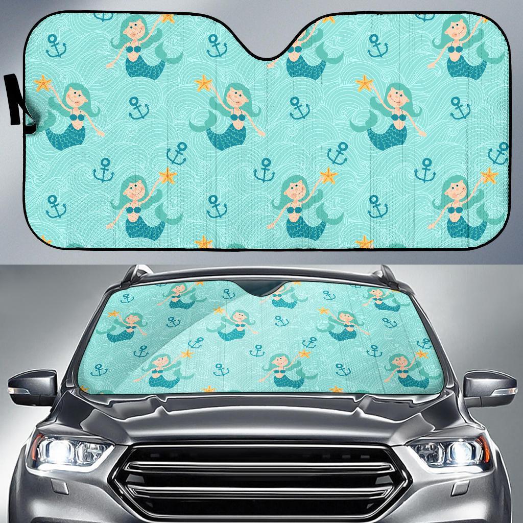 Mermaid Pastel Pattern Print Car Sun Shade-grizzshop