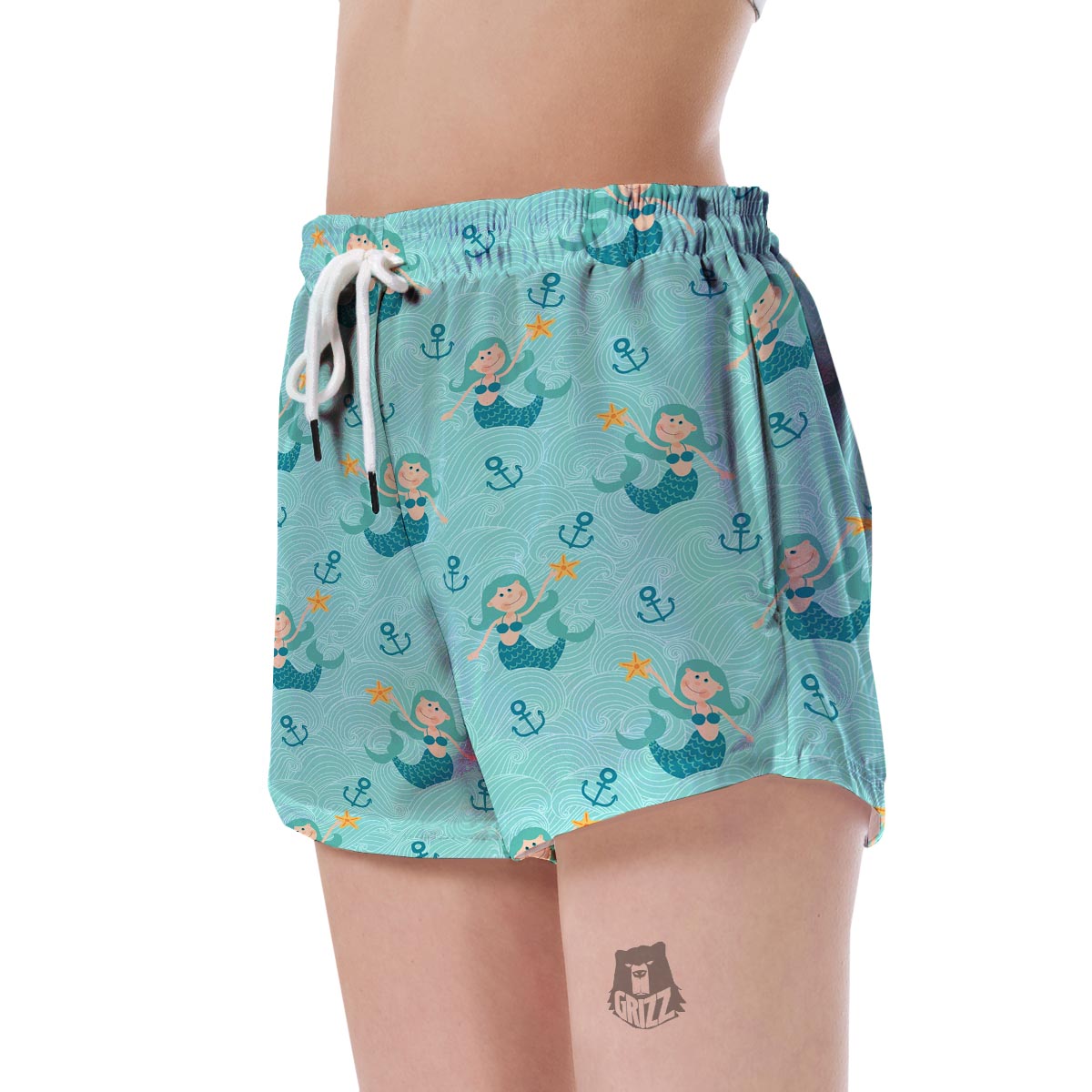 Mermaid Pastel Pattern Print Women's Shorts-grizzshop