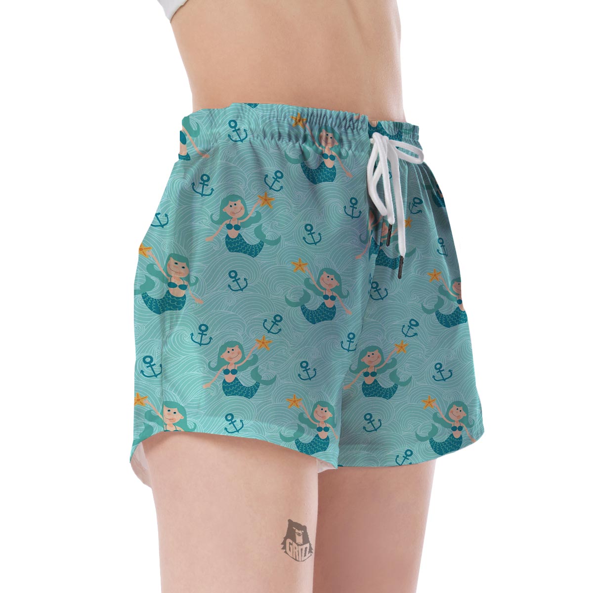 Mermaid Pastel Pattern Print Women's Shorts-grizzshop