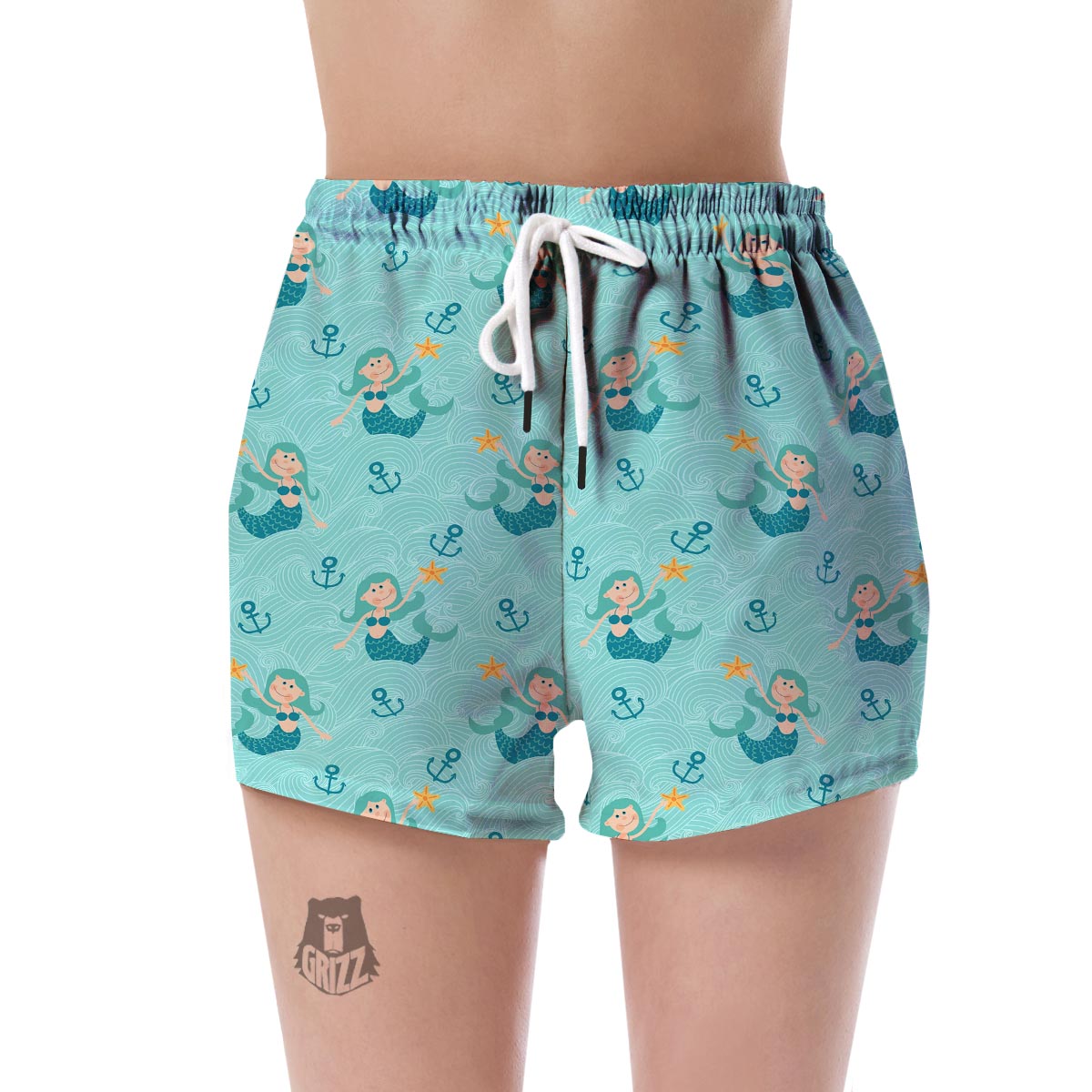 Mermaid Pastel Pattern Print Women's Shorts-grizzshop