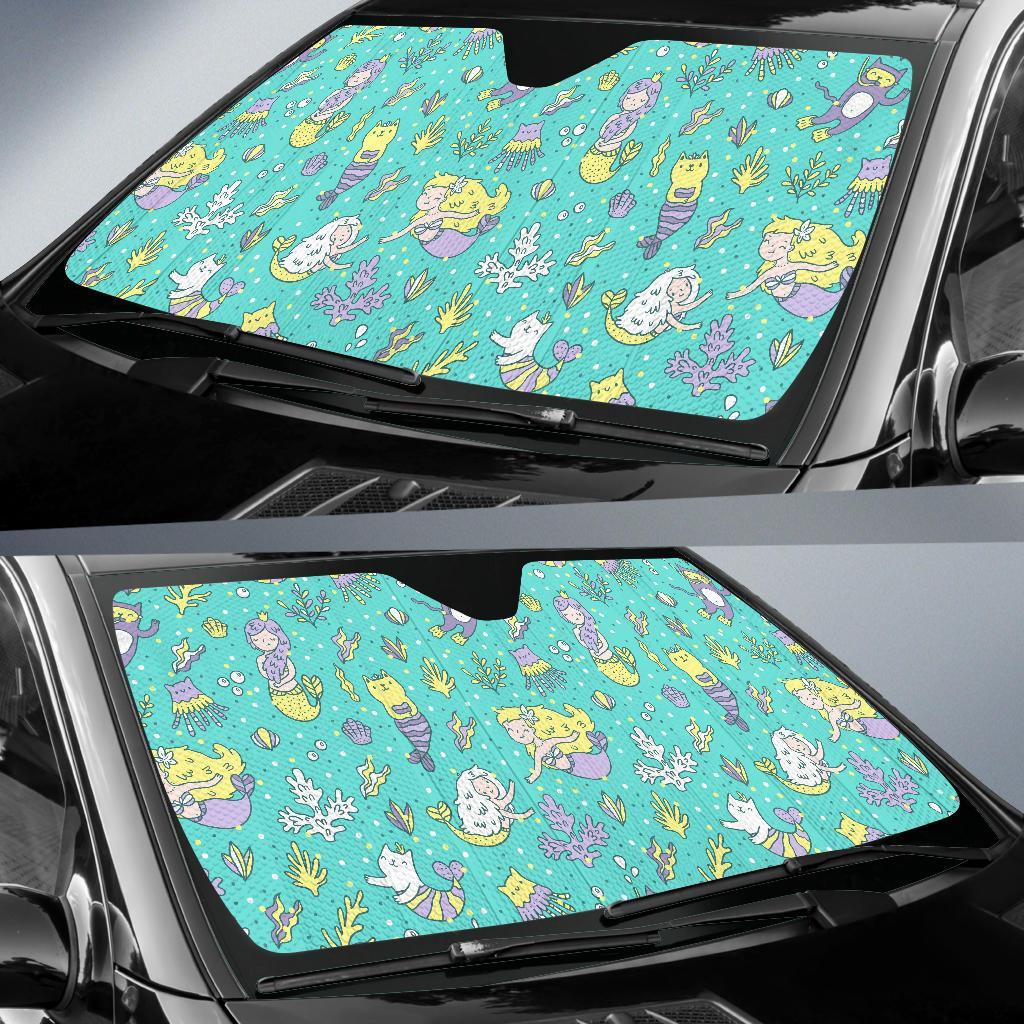 Mermaid Pattern Print Car Sun Shade-grizzshop