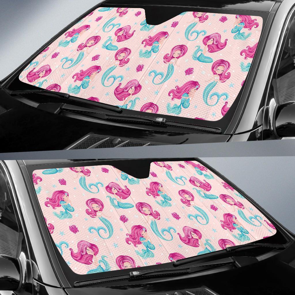Mermaid Pink Pattern Print Car Sun Shade-grizzshop