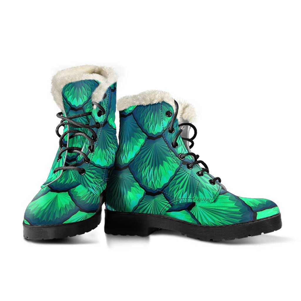 Mermaid Scales Teal Green Pattern Print Comfy Winter Boots-grizzshop