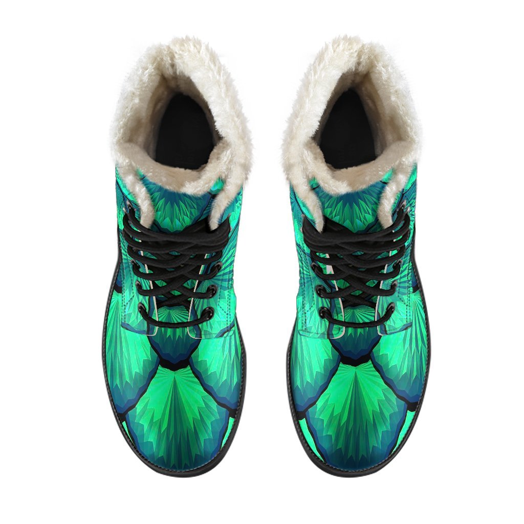 Mermaid Scales Teal Green Pattern Print Comfy Winter Boots-grizzshop