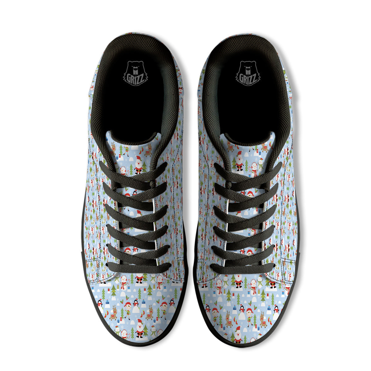Merry Christmas Cute Print Pattern Black Low Top Sneakers-grizzshop