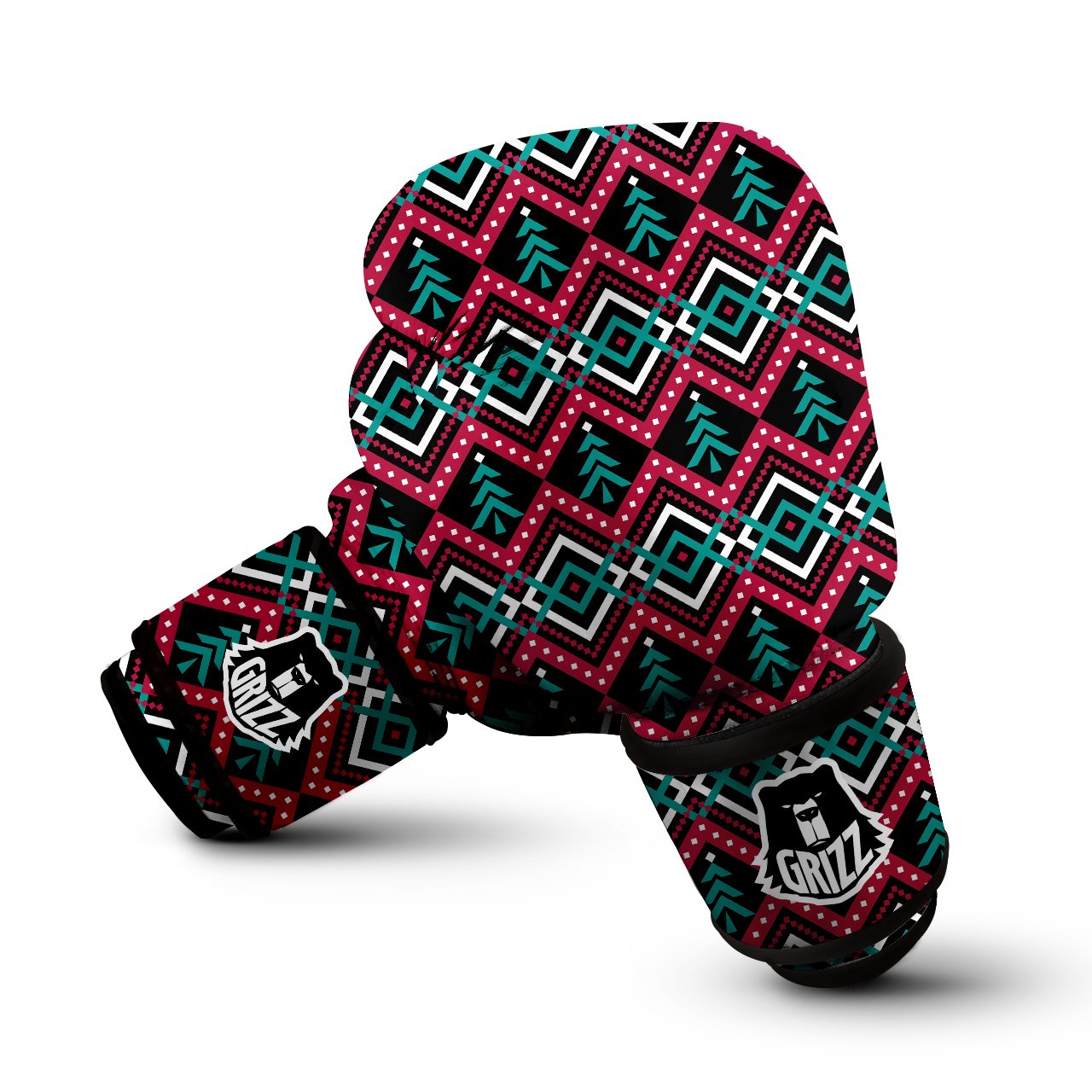 Merry Christmas Zigzag Print Pattern Boxing Gloves-grizzshop