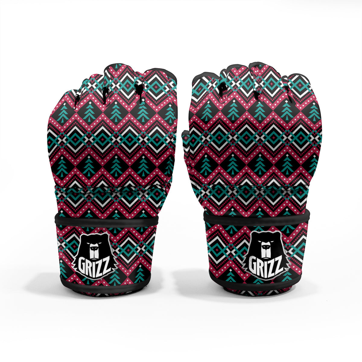 Merry Christmas Zigzag Print Pattern MMA Gloves-grizzshop