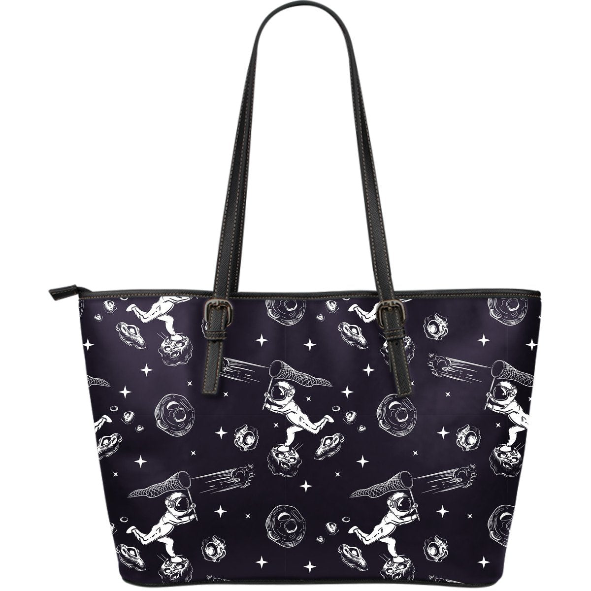 Metero Astronaut Print Pattern Leather Tote Bag-grizzshop