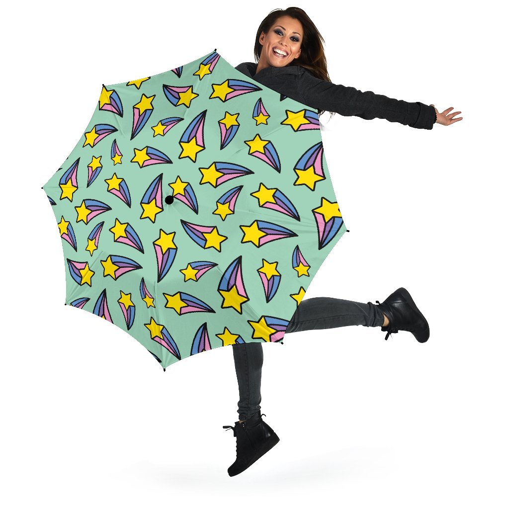 Metero Star Pattern Print Automatic Foldable Umbrella-grizzshop
