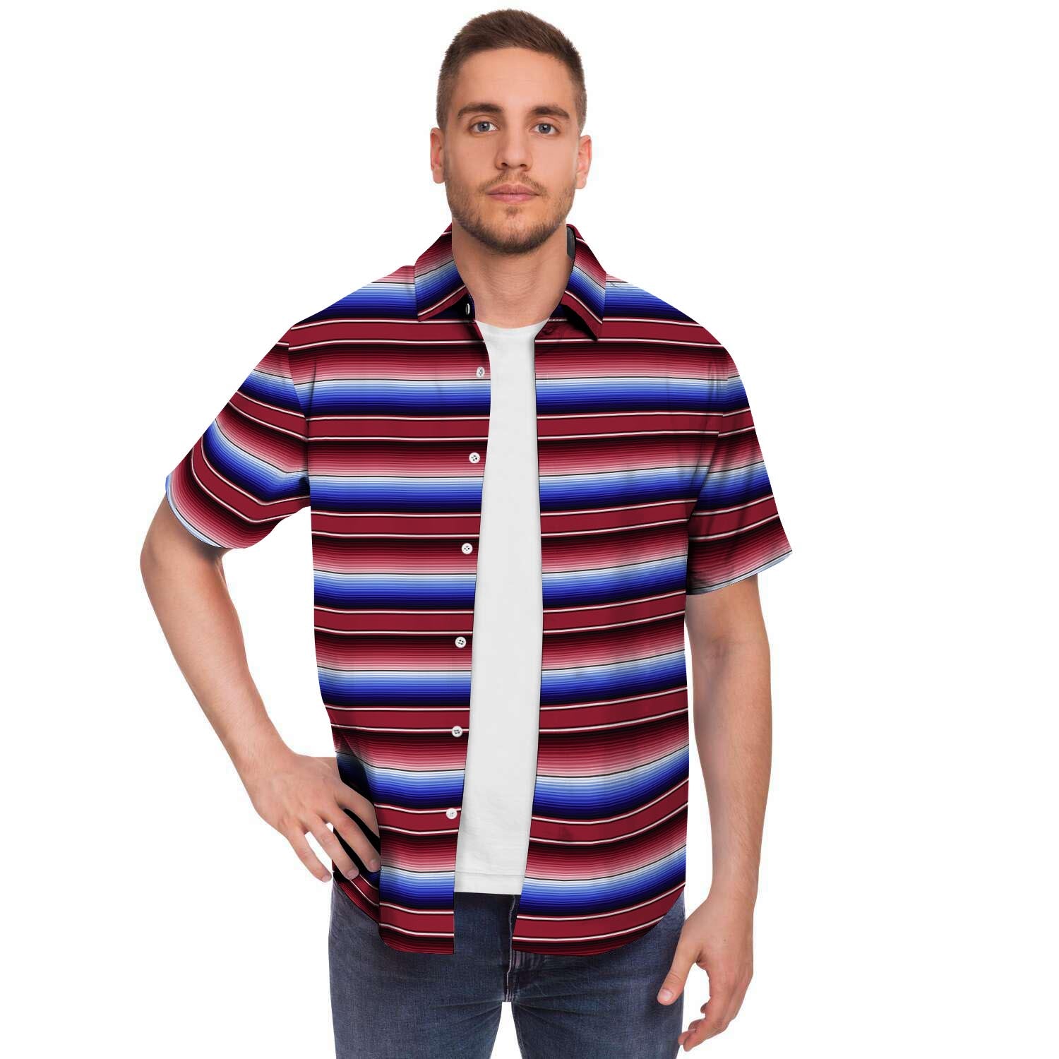 Mexican Baja Print Men's Short Sleeve Shirt-grizzshop