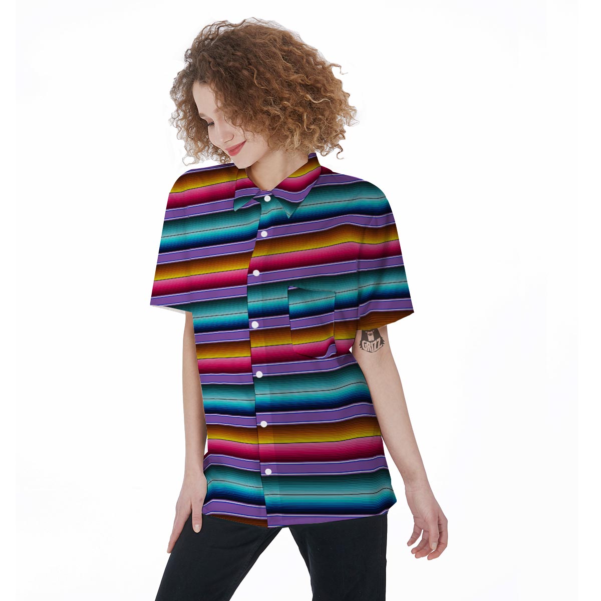 Mexican Baja Serape Women's Short Sleeve Shirts-grizzshop