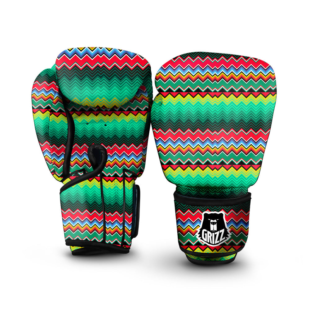 Mexican Blanket Zigzag Colorful Print Boxing Gloves-grizzshop