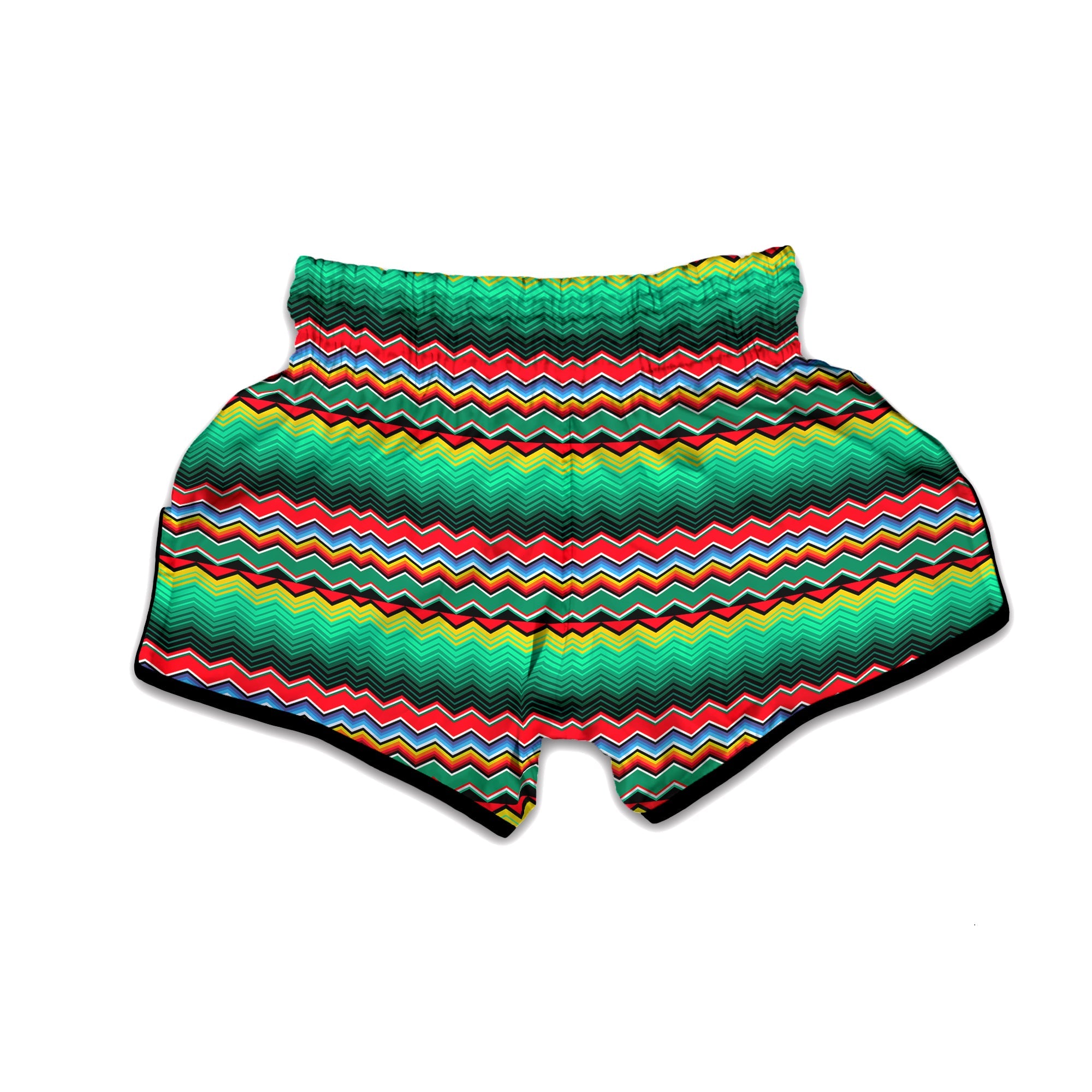 Mexican Blanket Zigzag Colorful Print Muay Thai Boxing Shorts-grizzshop