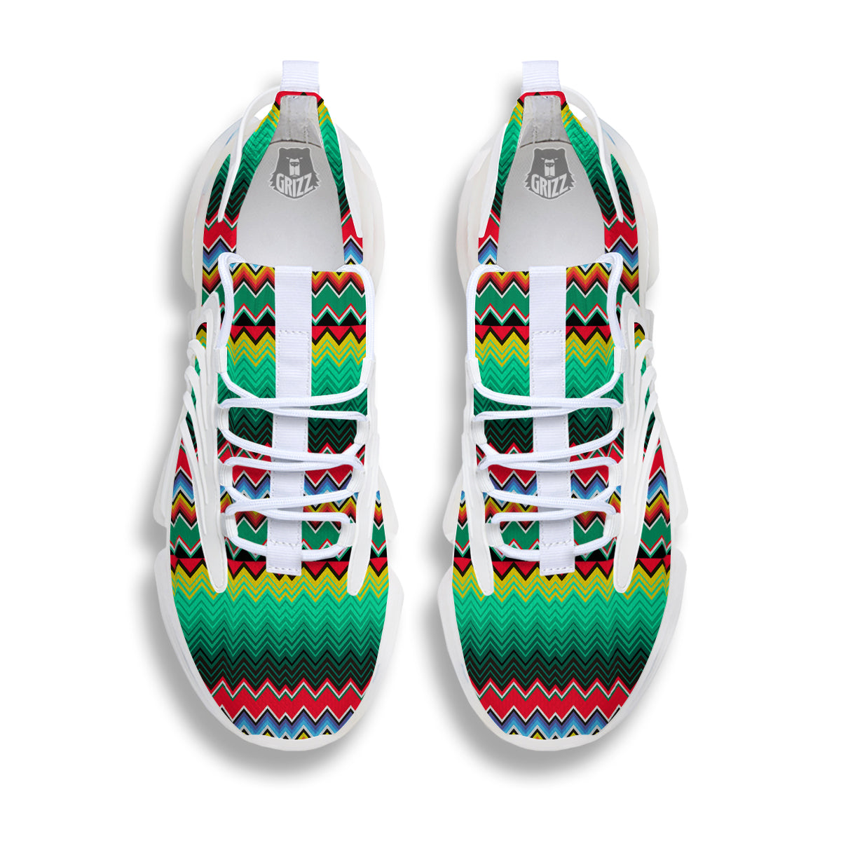 Mexican Blanket Zigzag Colorful Print White Gym Shoes-grizzshop