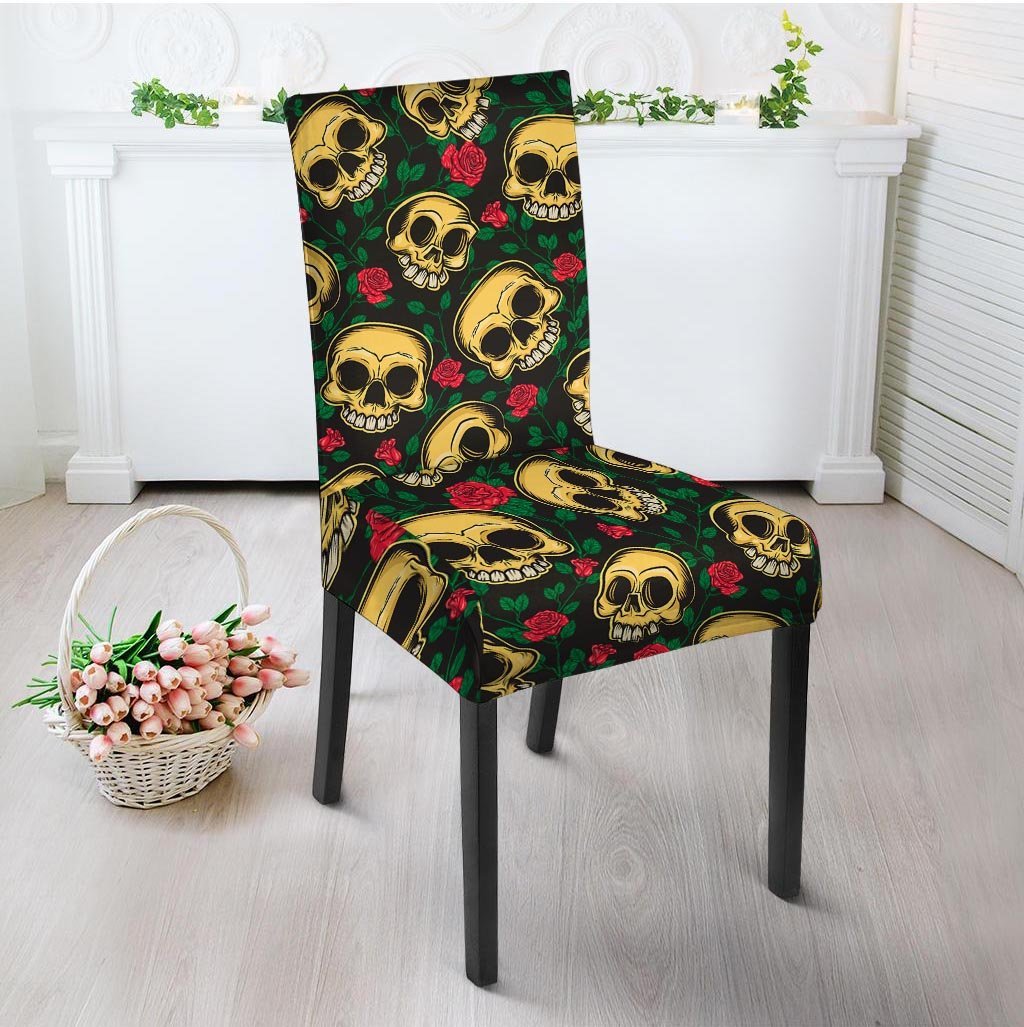 Mexican Rose Skull Chair Cover-grizzshop