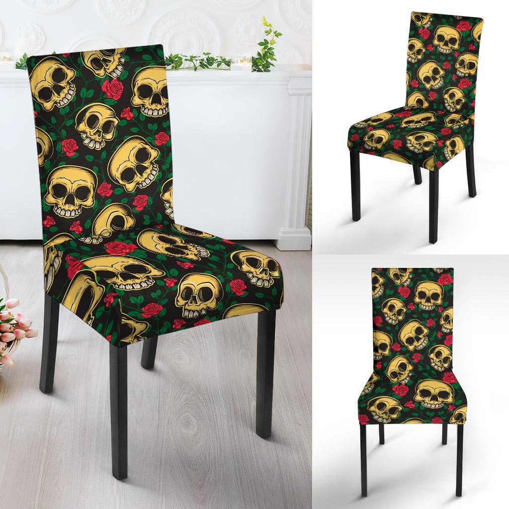 Mexican Rose Skull Chair Cover-grizzshop