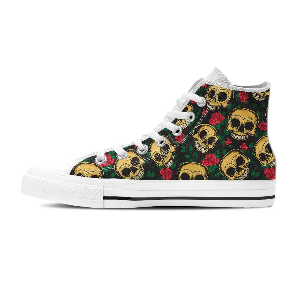 Mexican Rose Skull Women's High Top Shoes-grizzshop