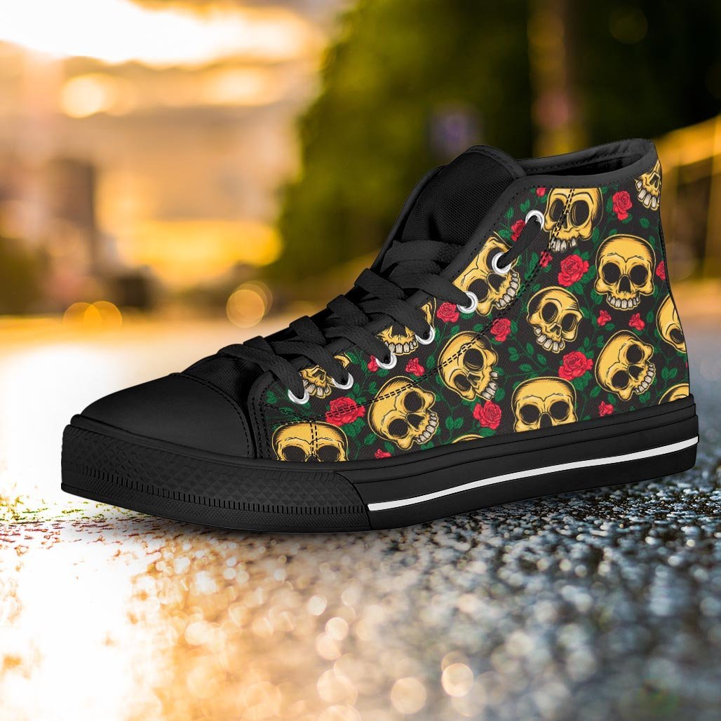 Mexican Rose Skull Women's High Top Shoes-grizzshop