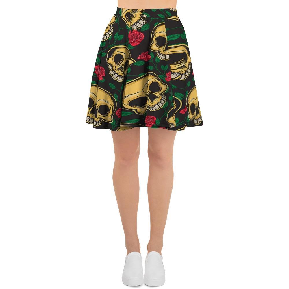 Mexican Rose Skull Women's Skirt-grizzshop